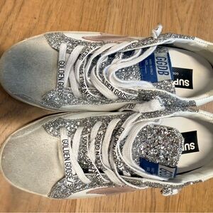 Golden Goose Sneakers - Silver Glitter and White